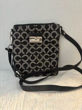 Coach Black and Gray Signature C Crossbody Bag